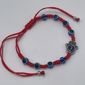 Style Hand Braided Lucky Red String Charm Bracelet Women Men Blue Evil Eye Round